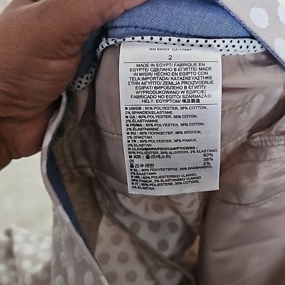 Banana Republic Women's Jacquard Polka Dot Ankle Pants Cream & White Size 2 - Picture 7 of 16